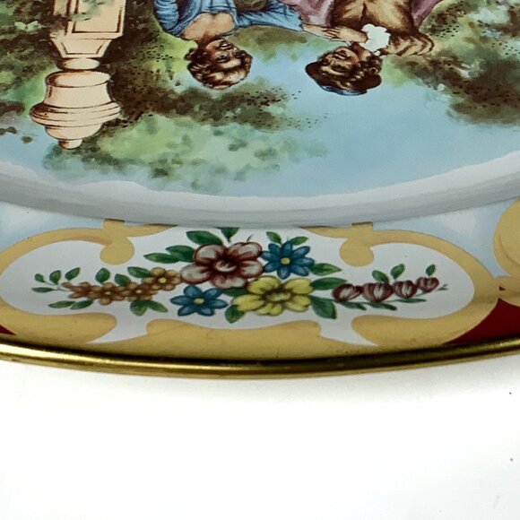 Mid Century Daher Decorated Ware Metal Retro Tin Tray Victorian Couple In Park - Picture 2 of 10